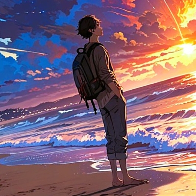 homme sur la plage regardant l'horizon
